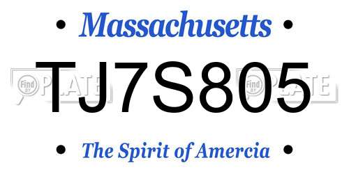 TJ7S805 Massachusetts License Plate