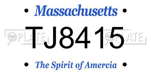 TJ8415 Massachusetts License Plate