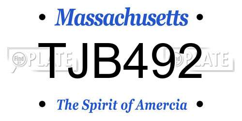 TJB492 Massachusetts License Plate