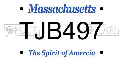 TJB497 Massachusetts License Plate