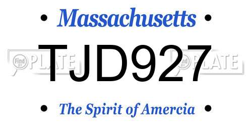 TJD927 Massachusetts License Plate