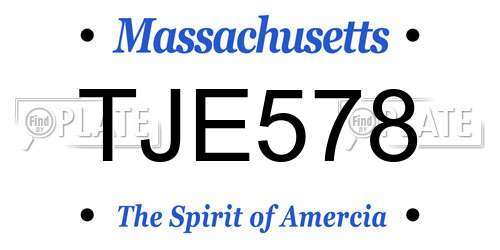 TJE578 Massachusetts License Plate