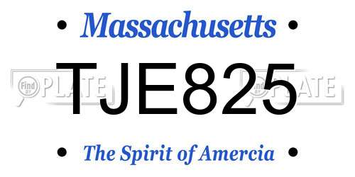 TJE825 Massachusetts License Plate