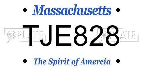 TJE828 Massachusetts License Plate