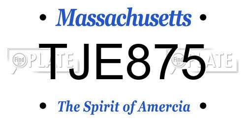 TJE875 Massachusetts License Plate