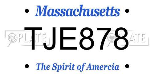 TJE878 Massachusetts License Plate