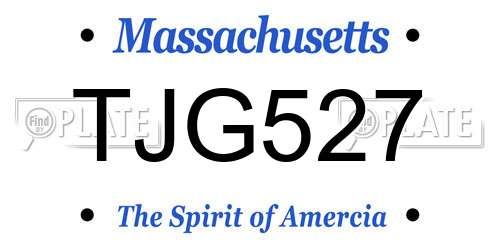 TJG527 Massachusetts License Plate