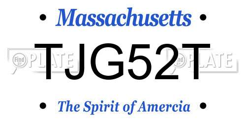 TJG52T Massachusetts License Plate