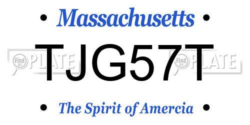TJG57T Massachusetts License Plate