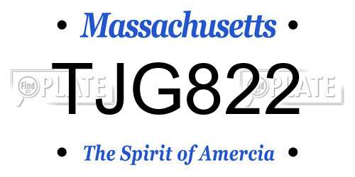 TJG822 Massachusetts License Plate