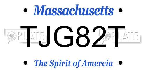 TJG82T Massachusetts License Plate