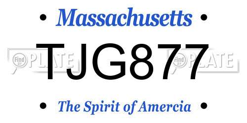 TJG877 Massachusetts License Plate