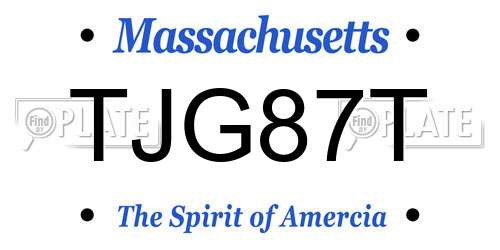 TJG87T Massachusetts License Plate