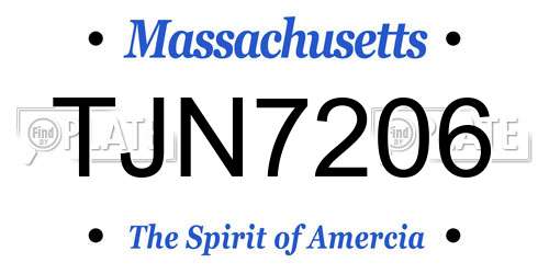 TJN7206 Massachusetts License Plate