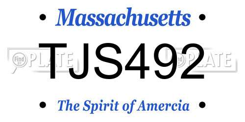 TJS492 Massachusetts License Plate