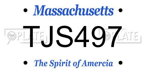 TJS497 Massachusetts License Plate