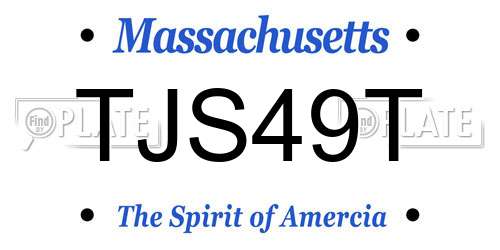 TJS49T Massachusetts License Plate