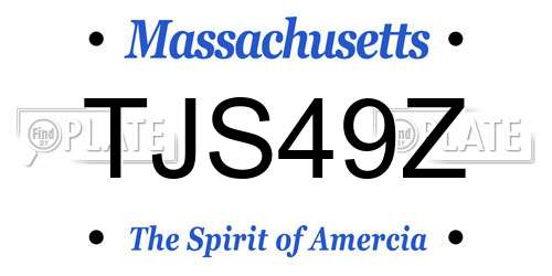 TJS49Z Massachusetts License Plate