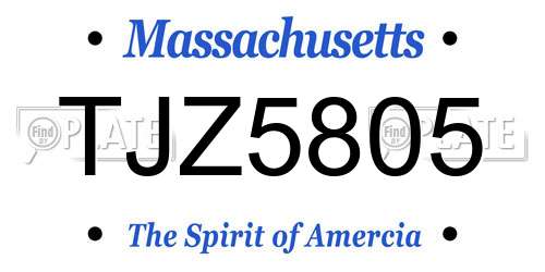 TJZ5805 Massachusetts License Plate