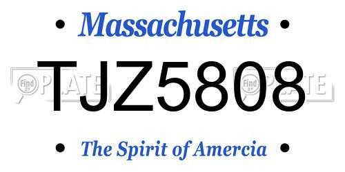TJZ5808 Massachusetts License Plate