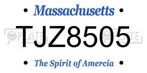 TJZ8505 Massachusetts License Plate