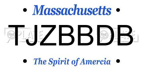 TJZBBDB Massachusetts License Plate