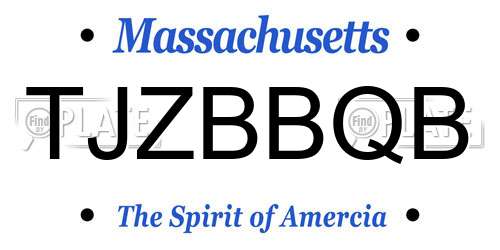 TJZBBQB Massachusetts License Plate