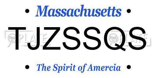 TJZSSQS Massachusetts License Plate