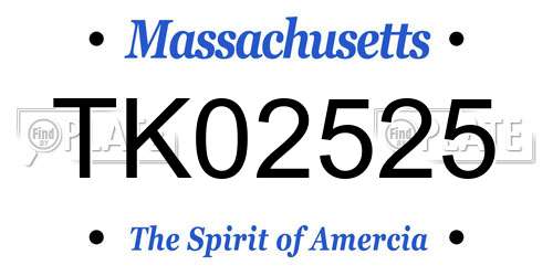 TK02525 Massachusetts License Plate