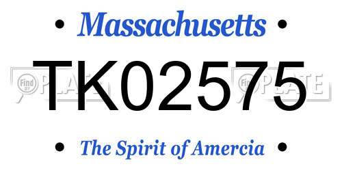 TK02575 Massachusetts License Plate