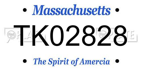 TK02828 Massachusetts License Plate
