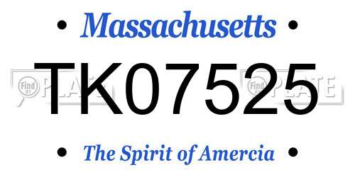 TK07525 Massachusetts License Plate