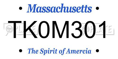 TK0M301 Massachusetts License Plate