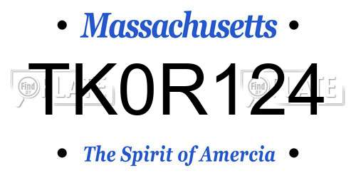 TK0R124 Massachusetts License Plate