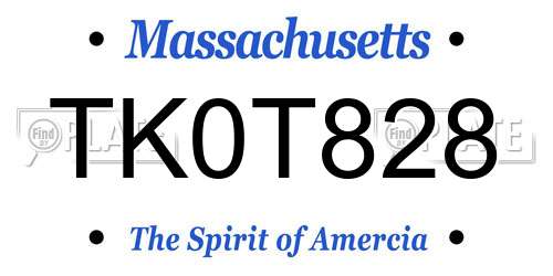 TK0T828 Massachusetts License Plate