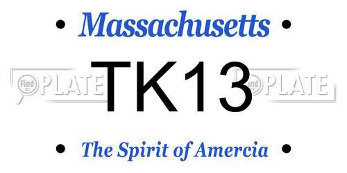 TK13 Massachusetts License Plate