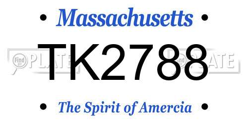 TK2788 Massachusetts License Plate