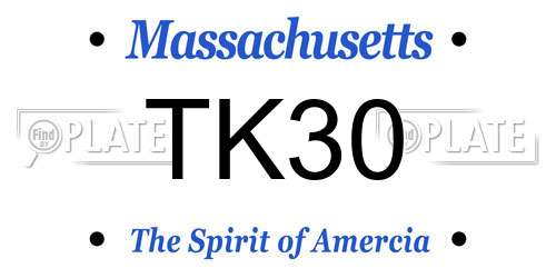 TK30 Massachusetts License Plate