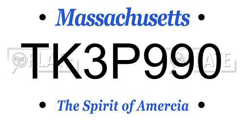 TK3P990 Massachusetts License Plate