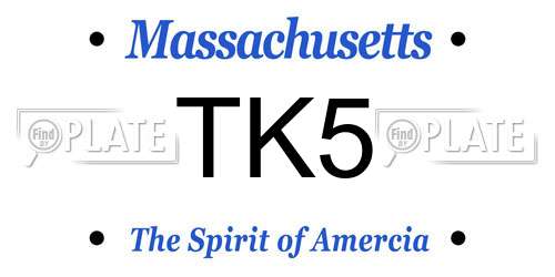 TK5 Massachusetts License Plate