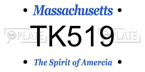 TK519 Massachusetts License Plate