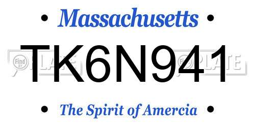 TK6N941 Massachusetts License Plate