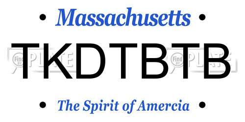 TKDTBTB Massachusetts License Plate