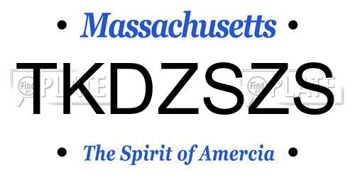 TKDZSZS Massachusetts License Plate