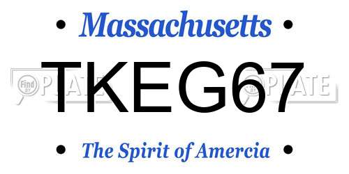 TKEG67 Massachusetts License Plate