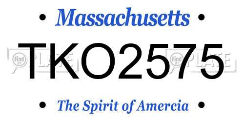 TKO2575 Massachusetts License Plate
