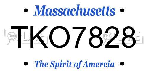 TKO7828 Massachusetts License Plate
