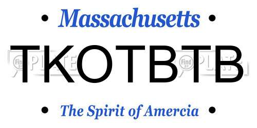 TKOTBTB Massachusetts License Plate
