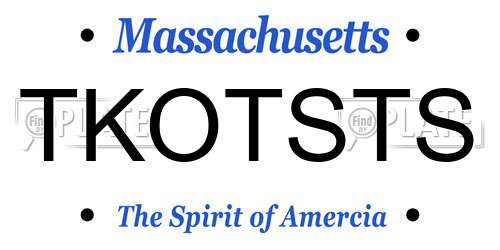 TKOTSTS Massachusetts License Plate
