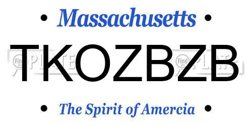 TKOZBZB Massachusetts License Plate